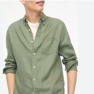 J. Crew Factory Linen Blend Long Sleeve Button Down Olive Size XXL